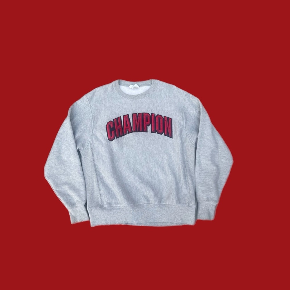 Grey champion crewneck with embroidered logo